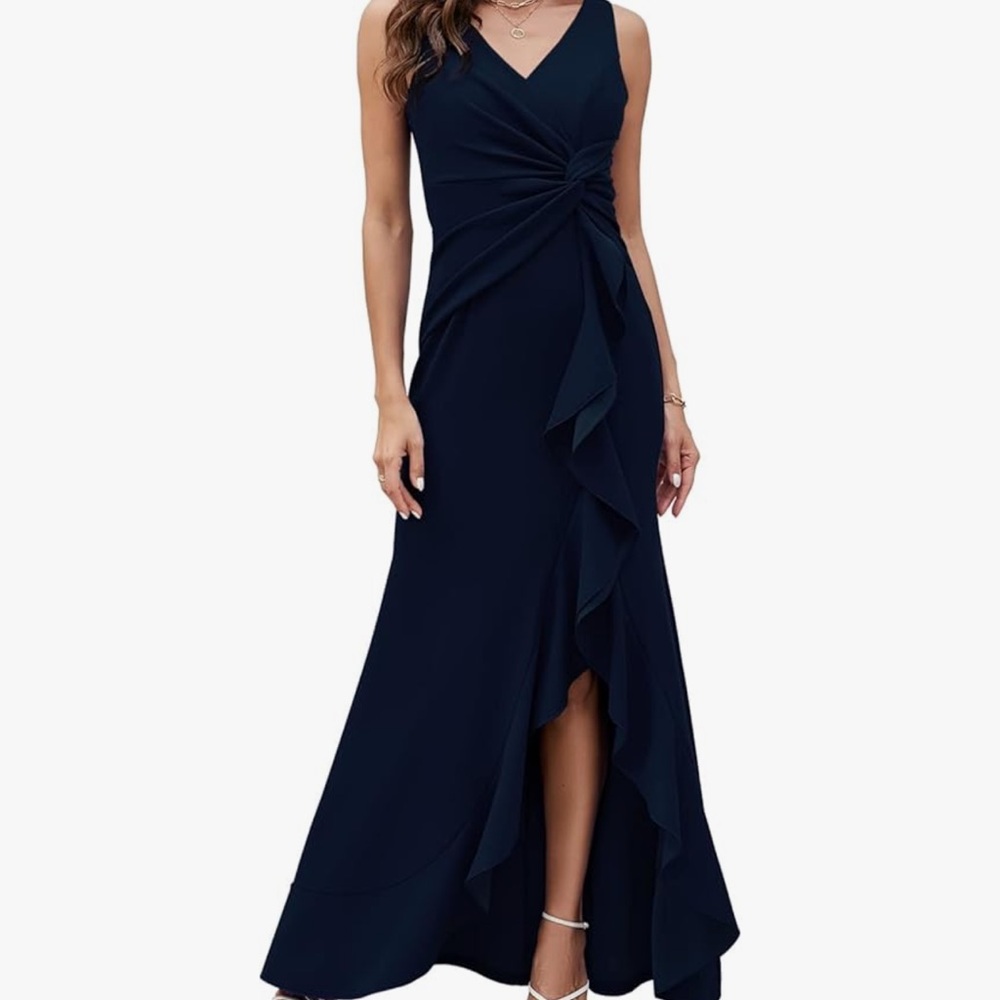 Elegant Navy High Low Dress